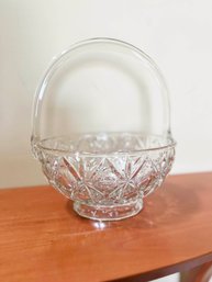 (A-10) VINTAGE HARMONY BASKET-CRYSTAL GLASS WEDDING FLOWER SHOWER BASKET WITH HANDLE-10' R