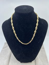 (J-2) CHUNKY 14 KARAT GOLD THREE ROW 'RICE LINK' NECKLACE - FORTUNOFF W/CASE - 16' LONG, ITALY - 18.2 DWT