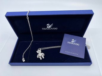 (J-3) VINTAGE SWAROVSKI RETICULATED BEAR NECKLACE W/CRYSTALS AND ORIGINAL CASE-32' LONG