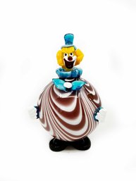 (A-2) VINTAGE MURANO HAND BLOWN GLASSS CLOWN-BODY ROUND  SHAPED-APPROX. 8' 1/2' TALL-ITALY