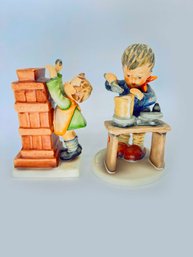 (A-8) VINTAGE LOT OF 2 HUMMEL FIGURINES-#345 'A FAIR MEASURE' & #116 'LITTLE THRIFTY'-WEST GERMANY