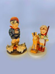 (A-9) VINTAGE LOT OF 2 HUMMEL FIGURINES-'PRAYER BEFORE BATTLE' & #66 'FARM BOY'-WEST GERMANY