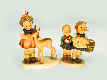 (A-11) VINTAGE LOT OF 2 HUMMEL FIGURINES- 'tO MARKET' & # 885 'GUTE FREUNDE FRIENDS'-WEST GERMANY