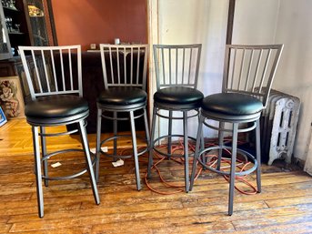 (K) SET OF FOUR KITCHEN ISLAND SWIVELING BAR STOOLS - LIKE NEW - 30' SEAT TO FLOOR, 40' H BY 16' WIDE