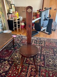 VINTAGE 1960'S SOLID WOOD SPINNING WHEEL CHAIR - 44' TALL