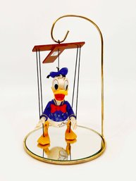 (A-22) VINTAGE DISNEY DONALD DUCK MARIONETTE - HAND PAINTED WITH MIRRORED STAND - APPROX. 5' TALL