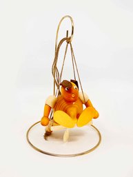 (A-23) VINTAGE HAND MADE MARIONETTE ON STAND-ERZGEBIRGSHAUS-GERMANY-BY MARTIN