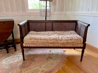 (UP) LOVELY VINTAGE FRENCH PROVINCIAL CANE BACK SETTE  - 48'W BY 28'H BY 24' D