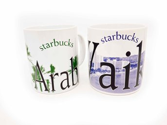 (A-32) TWO STARBUCKS COFFEE MUGS - SAUDI ARABIA AND WAIKIKI - CITY MUG