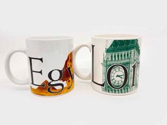 (A-34) TWO STARBUCKS COLLECTOR SERIES COFFEE MUGS - EGYPT AND LONDON  -CITY MUG