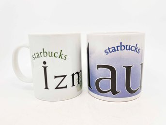 (A-36) TWO STARBUCKS COLLECTOR SERIES COFFEE MUGS - IZMIR AND MAUI  -CITY MUG