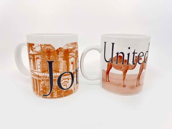 (A-37) TWO STARBUCKS COLLECTOR SERIES COFFEE MUGS - JORDAN AND UNITED ARAB EMERITES  -CITY MUG