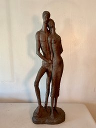 (A-301) 1962 MCM EMBRACING LOVERS SCULPTURE - 'EDWARD SCHILLACI' FOR AUSTIN PROD. - 26' TALL- COMPOSITE