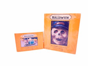 (Z-68) TWO DEPT 56  HALLOWEEN DECOR -'TIMES A WASTIN' & 'SERVICE WITH A SMILE'-ORIG.BOXES