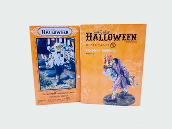 (Z-69) LOT OF 2 DEPT 56 HALLOWEEN SNOW VILLAGE PRODUCTS-'DINNER IS SERVED' & SLEEPLESS WALKING' ORIG. BOX