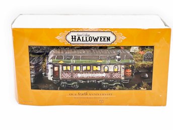 (Z-72)  DEPT 56 HALLOWEEN SNOW VILLAGE OUR TENTH ANNIV.-'HAUNTED RAILS DINING CAR'  ORIGINAL  BOX