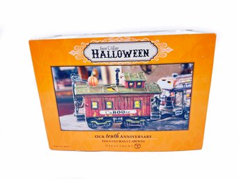 (Z-74)  DEPT 56  SNOW VILLAGE HALLOWEEN OUR TENTH ANNIV.-'HAUNTED RAILS CABOOSE'  ORIGINAL  BOX