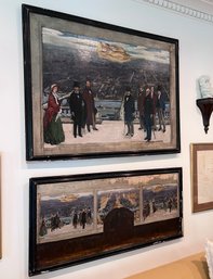 IMPORTANT PAIR OF ORIGINAL OIL PAINTINGS BY ALEXANDER JAMIESON (1873-1937) DESIGN FOR PANEL DECORATION CHELSEA