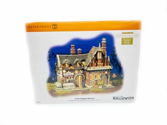 (Z-88) DEPARTMENT 56 SNOW VILLAGE HALLOWEEN-'CROAK-N-HAGGARD MORTUARY'-ORIGINAL BOX