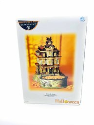 (Z-94) DEPARTMENT 56 ORIG. BOX HALLOWEEN-TRICKS OR TREATS-LIGHTED HOUSE 7 CANDY DISH-ORIGINAL BOX