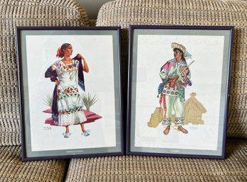 PAIR OF FRAMED 'MUNOZ LOPEZ' SPANISH COUPLE - 11' BY 14