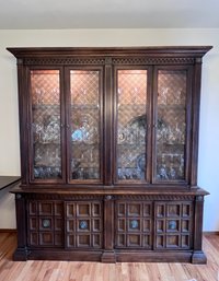 (DR) VINTAGE CHERRY WOOD DINING ROOM CHINA CABINET - TWO PIECE - 75' BY 18' BY 80' HIGH