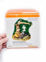 (ZZ-24) VINTAGE DEPT. 56 S HALLOWEEN -'VILLAGE ANIMATED SWINGING SKELETON'-ORIGINAL. BOX