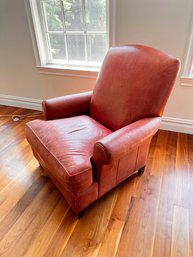 (UB2-5) VINTAGE RED LEATHER CHAIR-APPROX. 37' X 38'-SEAT 20' BACK 39'