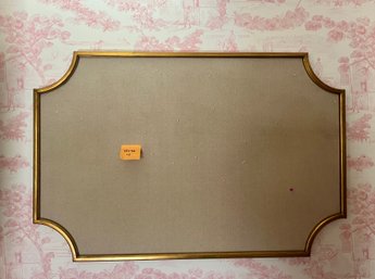 (UP) UPHOLSTERED MESSAGE BOARD / CORK BOARD WITH GOLD FRAME - 48' BY 22'