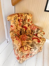 (uUU18) HUFFMAN KOOS PAISLEY & FLOWERED LOUNGE CHAIR-34' X 34' SEAT 20' BACK 36'-THIRD FLOOR