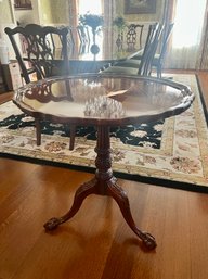 (HALL) ROUND VINTAGE PIECRUST EDGE ACCENT TABLE- 24' ACROSS BY 30' HIGH - SOME WEAR/DAMAGE SEE PICS