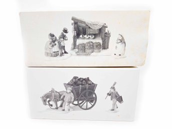 (ZZ-94) VINTAGE LOT OF 2 DEPT. 56 -'XMAS PUDDING COSTERMONGER & DELIVERING COAL FOR THE HEARTH' ORIGINAL BOX