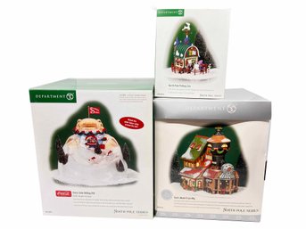 (ZZ-126) VINTAGE LOT OF 3 DEPARTMENT 56 NORTH POLE SERIES-SEE BELOW FOR CONTENT-ALL BOXED