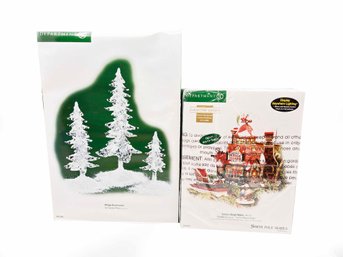 (ZZ-137) VINTAGE LOT OF 2 DEPARTMENT 56 NORTH POLE SERIES-'ICE CRYSTAL PINES & SANTA'S SLEIGH MAKER'-ALL BOXED