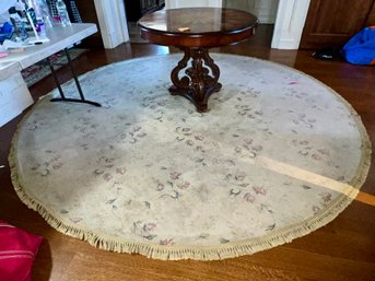 (HALL) ROUND IVORY ENTRYWAY AREA RUG WITH PINK FLORAL DESIGN - 123' WIDE