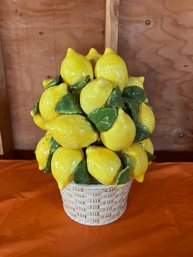 (G-8) BIG CERAMIC TOPIARY OF LEMONS - ONE OR TWO SMALL EDGE CHIPS - 14'