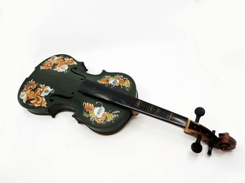 (B-24) LOVELY VINTAGE NORWEGIAN ROSEMALING HAND PAINTED VIOLIN - AMAZING BACK TOO - WALL DECOR - 24' BY 8'