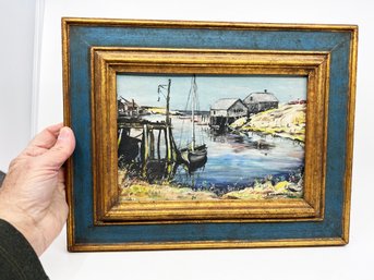 (A-2) ORIGINAL VINTAGE NAUTICAL PAINTING ON CANVAS -'PEGGY'S COVE, NEW HAMPSHIRE' B. COOPERSMITH - 11' BY 14'