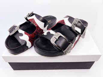 (A-71) KURT GEIGER LONDON DOUBLE BUCKLE SANDALS SIZE 7, NEVER WORN ONLY TRIED ON, WITH BOX