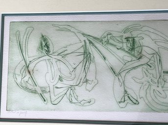 (A-8) ORIGINAL VINTAGE FRAMED ENGRAVING 'WITCHES PARADE' EDWARD CULKER - A/P -SPOOKY - 26' BY 13'