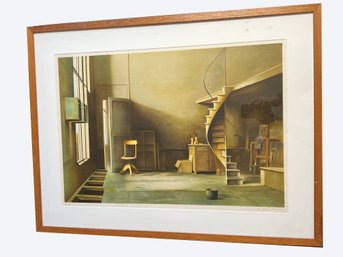 (A-13) ORIGINAL OLIVIER RAAB 'SPIRAL STAIRCASE' FRAMED LITHO  - 27' BY 36'