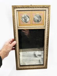 (A-16) ANTIQUE MIRROR WITH LITHO PORTRAIT SCENES - 10.5' BY 19.5'