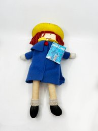 (B-54) 1990 MADELINE DOLL, BEMELMANS EDEN TOYS - CLASSIC BLUE & YELLOW OUTFIT - 16'