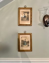 (HALL) PAIR OF ANTIQUE FRAMED ENGLISH MOTTO PRINTS - 8.5' BY 6.5'