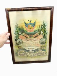 (A-35) ANTIQUE 'FORESTERS OF AMERICA' MEMBER'S CERTIFICATE - 1925 'BROTHER DAVID'- 15' BY 20'