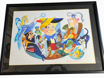 (A-37)  DISNEY ROBERT DE MICHIELL 'PINOCCHINO'S WORLD' LIMITED EDITION SERIGRAPH 82/400 - FRAMED, 37' BY 49'