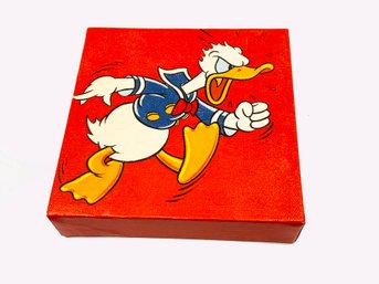 (a-109) VINTAGE DISNEY STRETCH CANVAS RED CARTOON DONALD DUCK ANGRY-EDITION SIZE 500