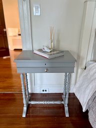 (UPBR) SMALL ITALIAN PAINTED LT. BLUE ACCENT TABLE THAT OPENS WITH STORAGE - 28' BY 15' BY 23'