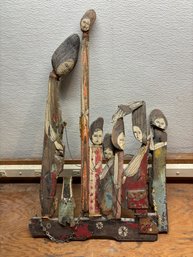 (F-6 )ANTIQUE AMERICAN FOLK ART WOOD SCULPTURE POSSIBLY BY A. SHAPIRO C.1920S AS WE HAVE ANOTHER - 17' BY 27'