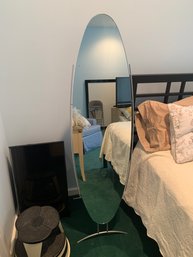 (OC-2) CONTEMPORARY STANDING OVAL FRAMED MIRROR - BRUSHED NICKLE -64' BY 17'